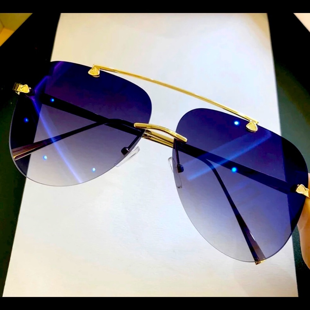 Vintage Rimless Alloy Aviation Pilot Sunglasses.
